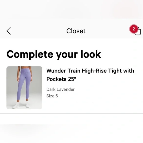 NWOT Lululemon Wunder Train High Rise Legging with Pockets, 25”, 6, Lavender - Picture 2 of 6